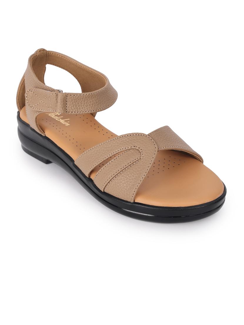 women beige solid ankle strap sandal - 21652911 - Standard Image - 1