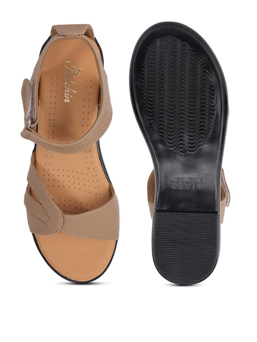 women beige solid ankle strap sandal - 21652911 - Standard Image - 4