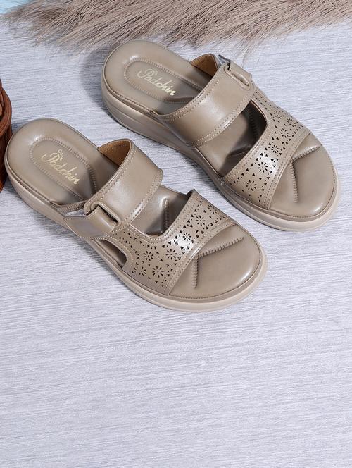 women beige cut work wedge - 21652917 - Standard Image - 0