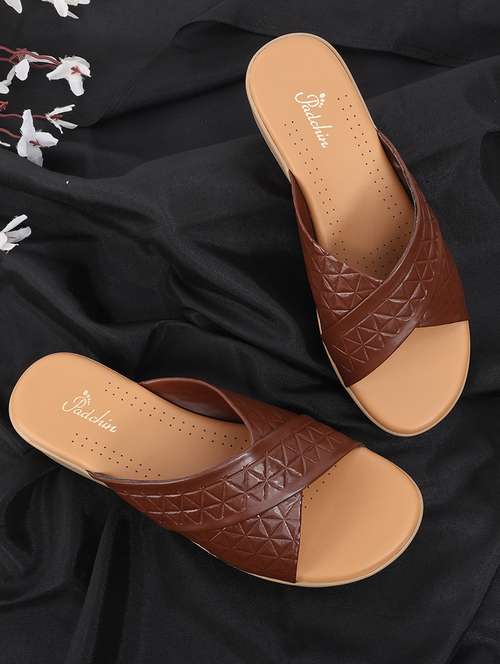 women brown textured slip on wedge - 21652926 -  Standard Image - 0