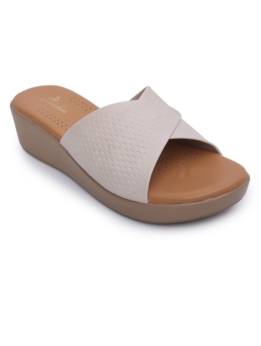 women cream textured slip on wedge - 21652930 - Standard Image - 1