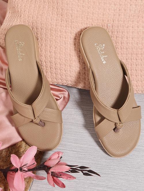 women beige solid slip on wedge - 21652933 - Standard Image - 0