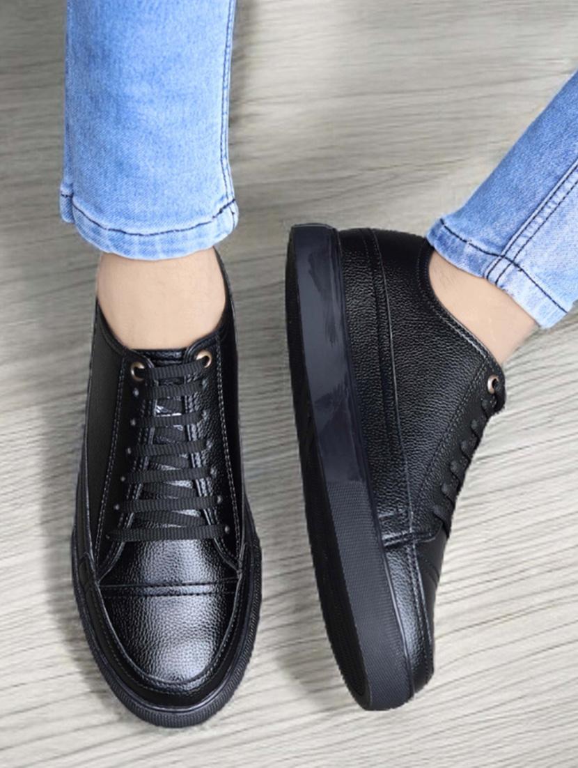 men solid lace up sneakers - 21652950 -  Standard Image - 1