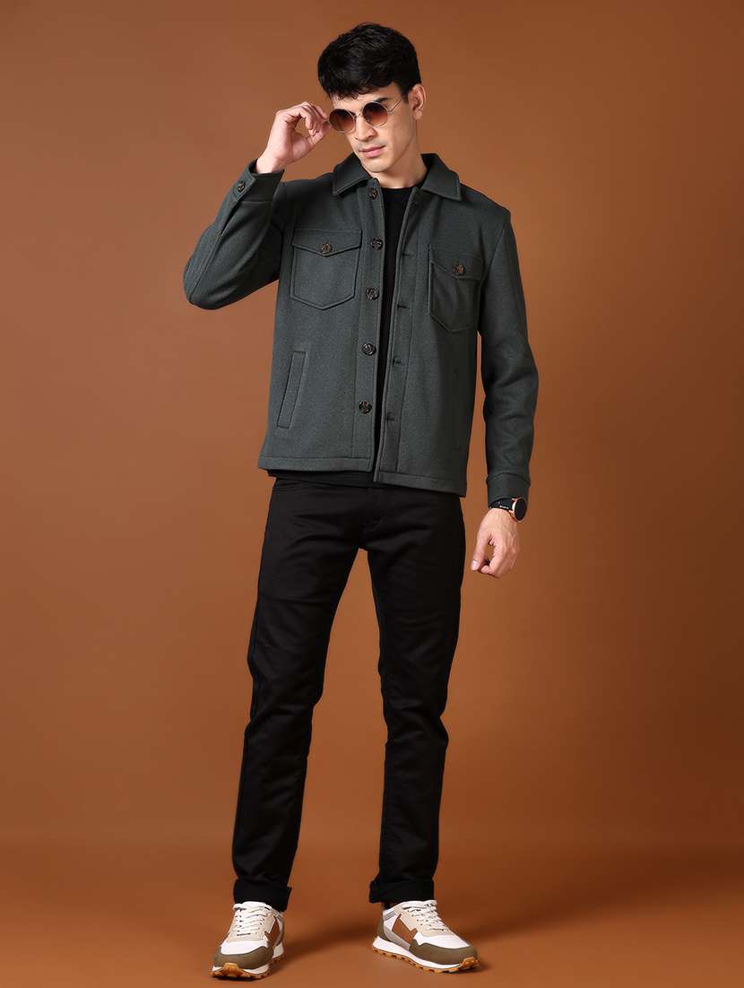 men solid long sleeve shacket - 21653122 -  Standard Image - 4