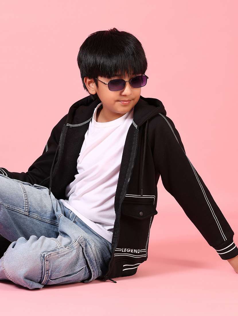 boys solid hooded long sleeves jacket - 21653123 -  Standard Image - 4