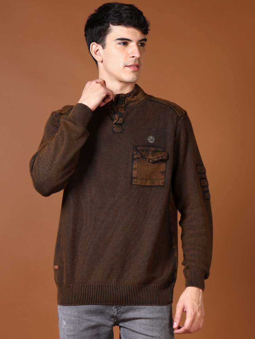 men self design long sleeve pullover - 21653124 -  Standard Image - 1