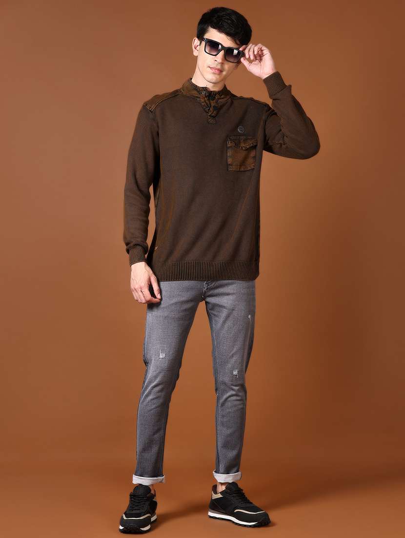 men self design long sleeve pullover - 21653124 -  Standard Image - 4