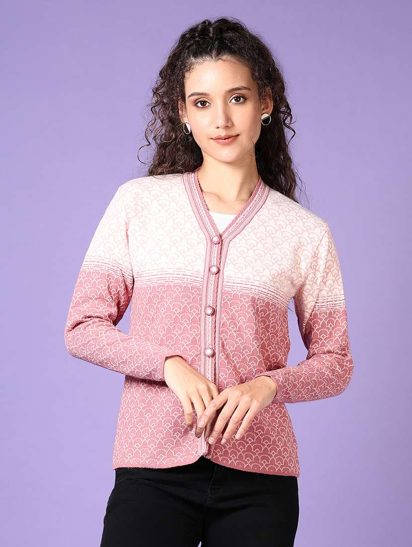 women self design long sleeve cardigan