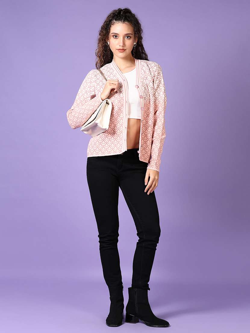 women self design long sleeve cardigan - 21653142 -  Standard Image - 4