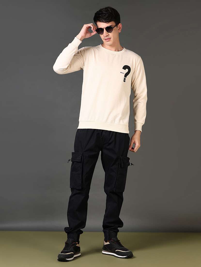 off white cotton front print sweatshirt - 21653166 -  Standard Image - 4