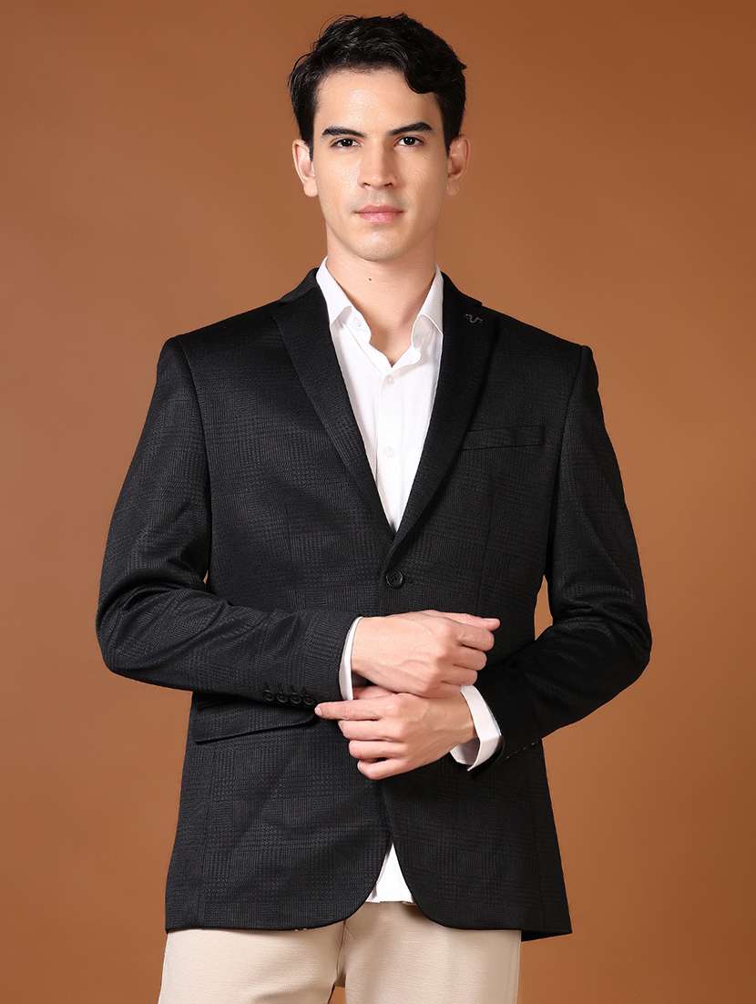 men solid long sleeve single breasted casual blazer