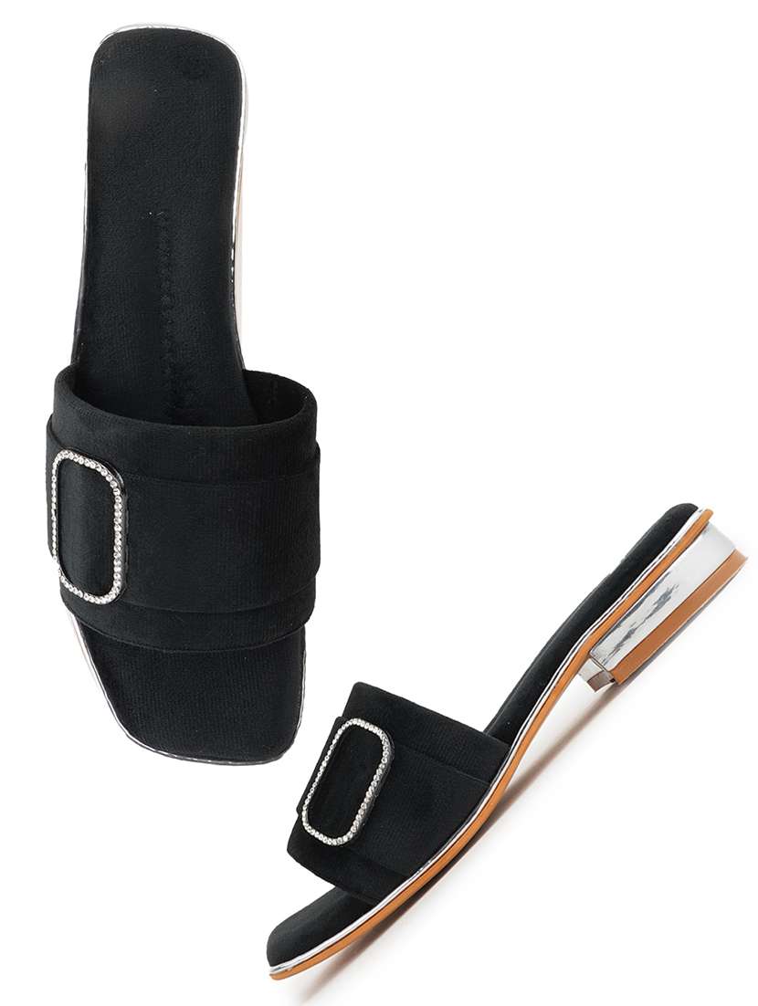 black embellished open toe flats - 21653522 -  Standard Image - 4