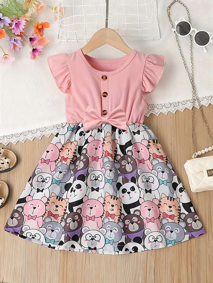 girls printed round neck frock
