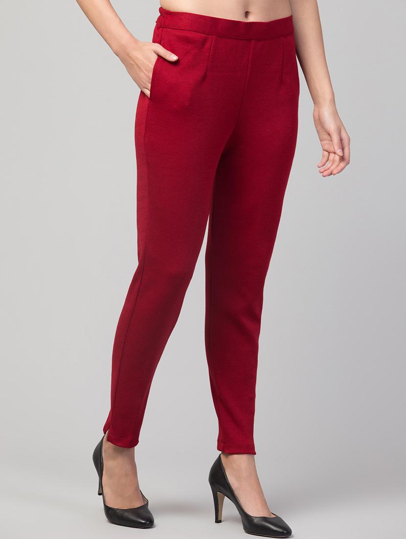 maroon wool trousers - 21659476 - Standard Image - 1
