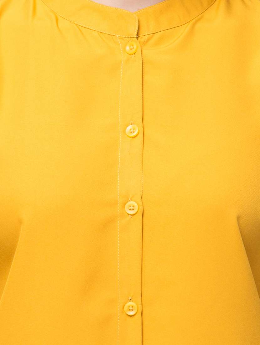 women mandarin neck solid regular shirt - 21659483 - Standard Image - 4