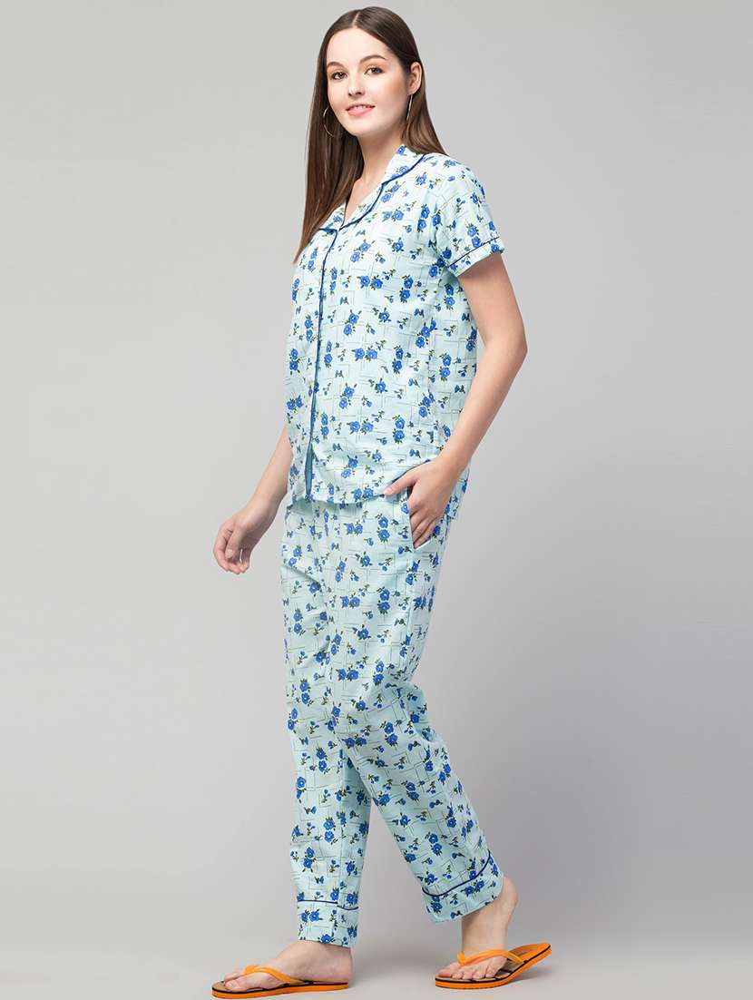 women printed short sleeves nightwear set - 21659494 - Standard Image - 1