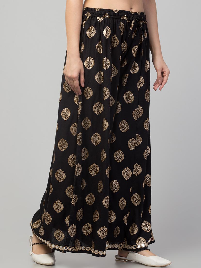 women mid rise printed flared palazzo - 21659540 - Standard Image - 1