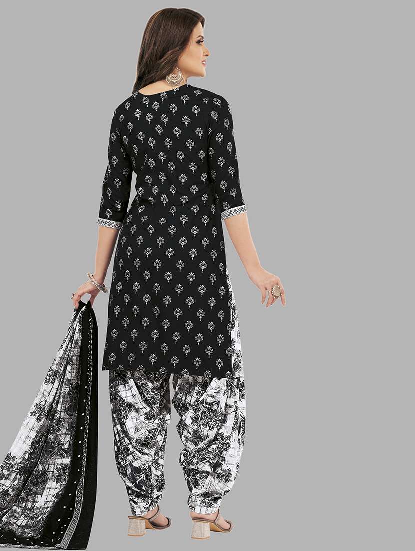 women black printed unstitched suits - 21659648 -  Standard Image - 1