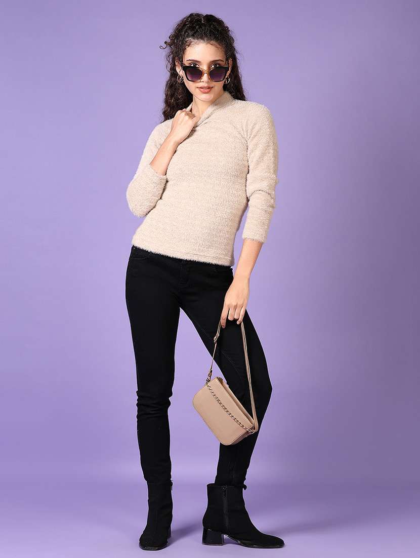 women solid long sleeves pullover - 21659736 -  Standard Image - 4