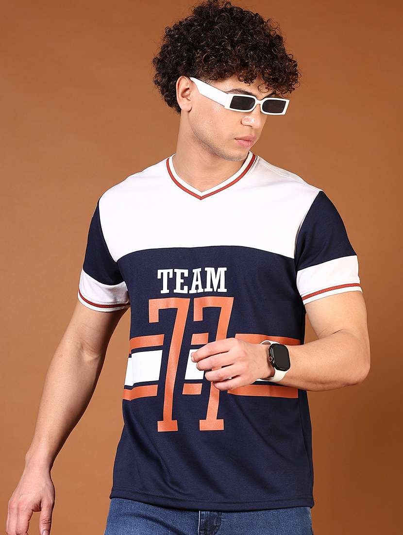 Men Color Blocked Short Sleeves T Shirt