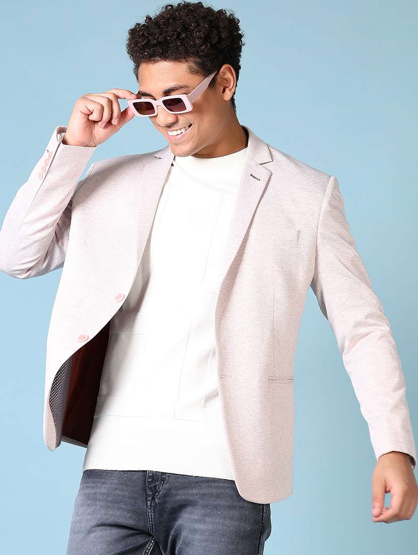 men solid single breasted casual blazer - 21659782 -  Standard Image - 1