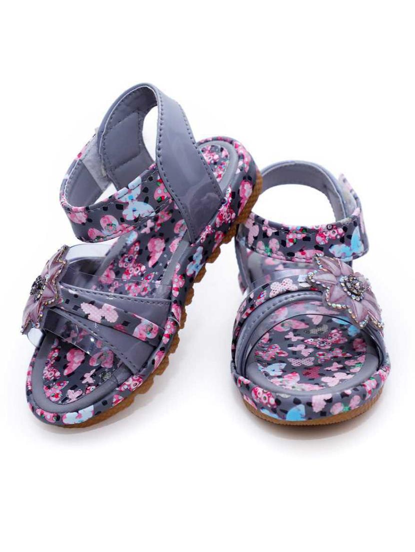 girls grey printed sandals - 21660070 -  Standard Image - 1