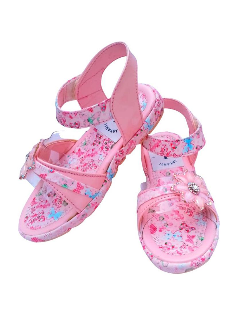 girls pink printed sandals - 21660080 - Standard Image - 1