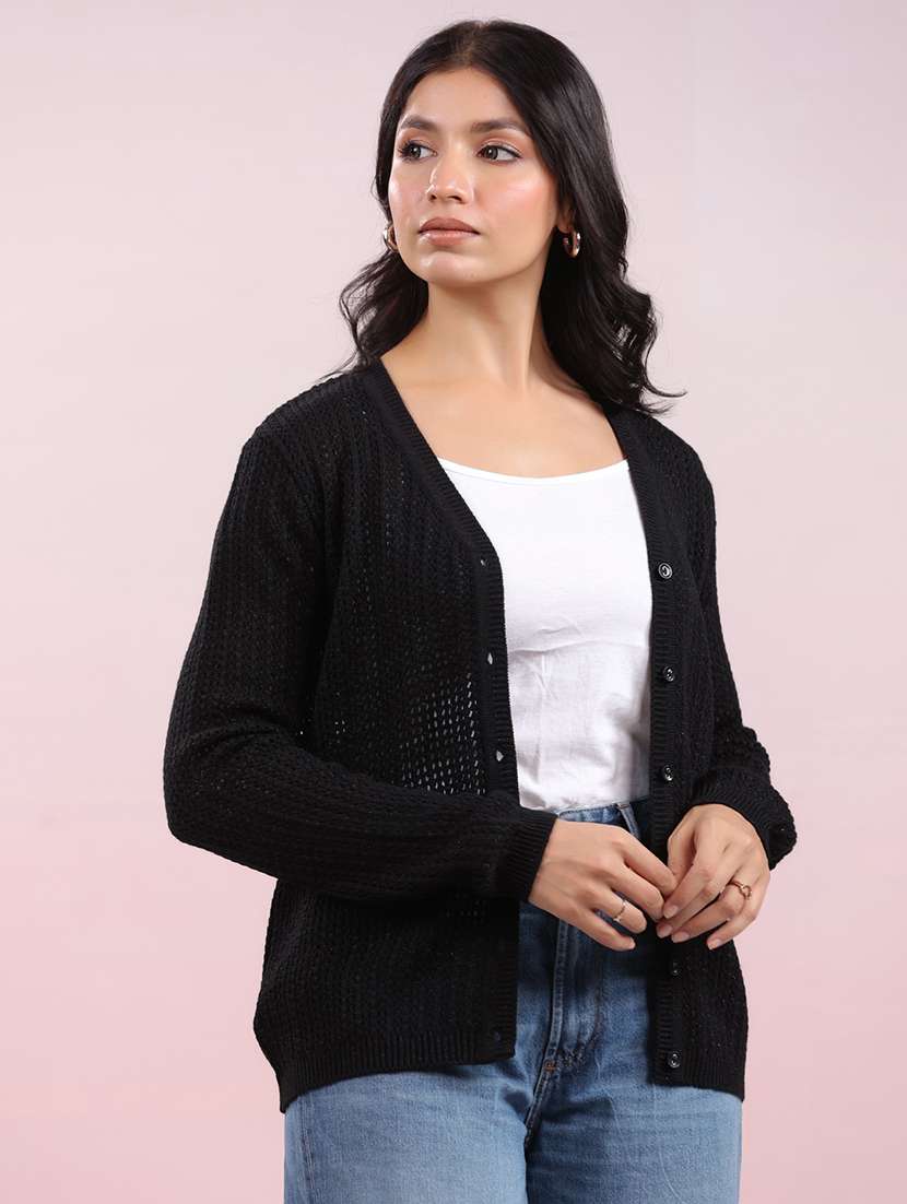 women self desinged long sleeves cardigan - 21660454 -  Standard Image - 1