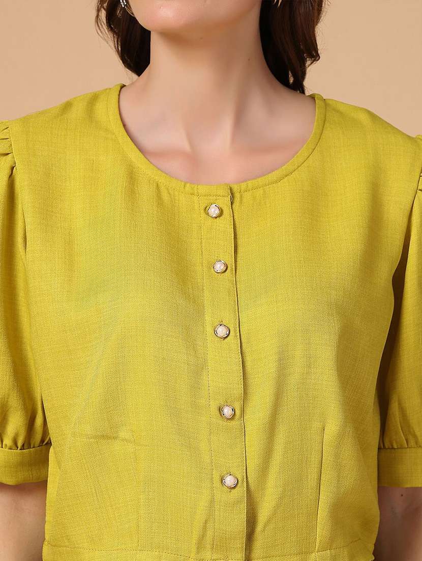 women solid round neck crop top - 21660466 -  Standard Image - 4