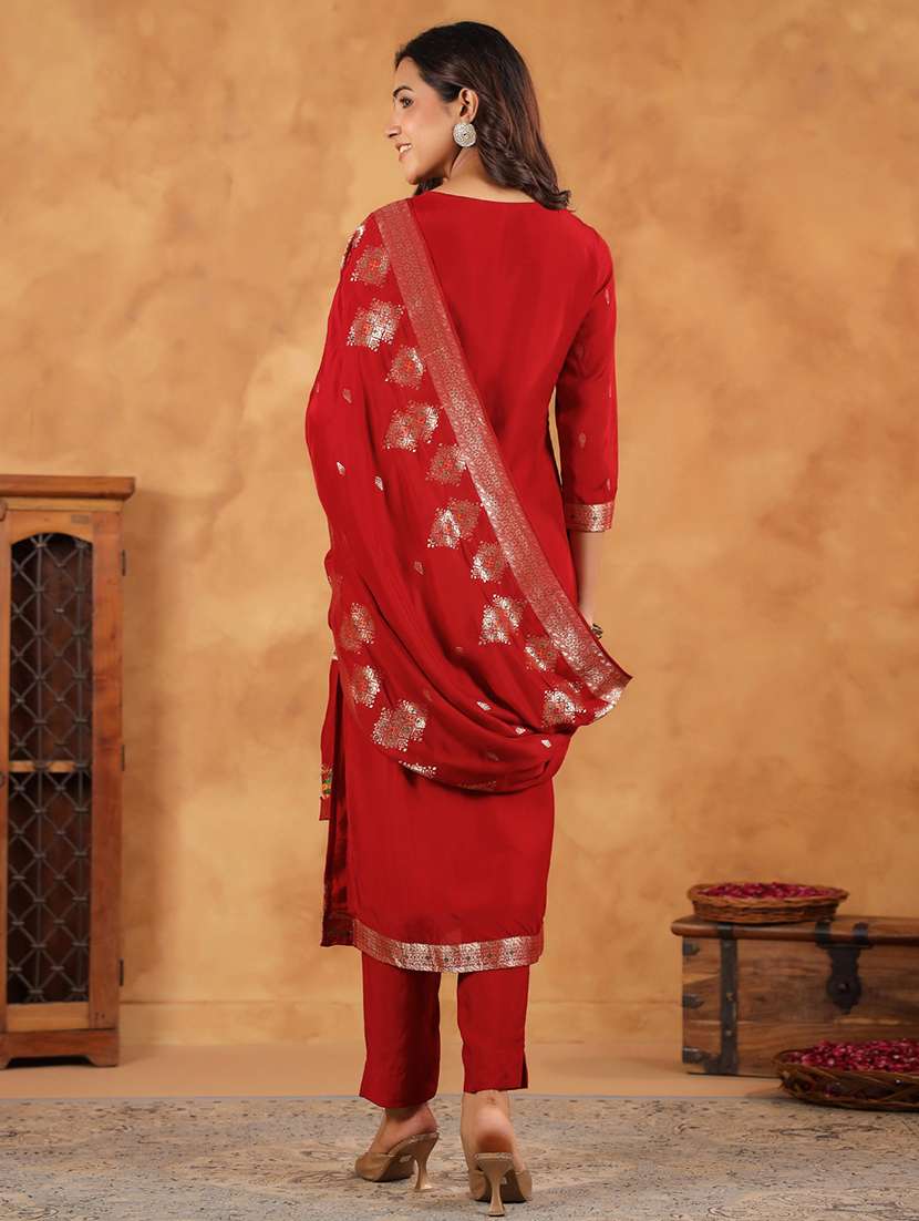 women self design three quarter sleeve suit set - 21660491 -  Standard Image - 4