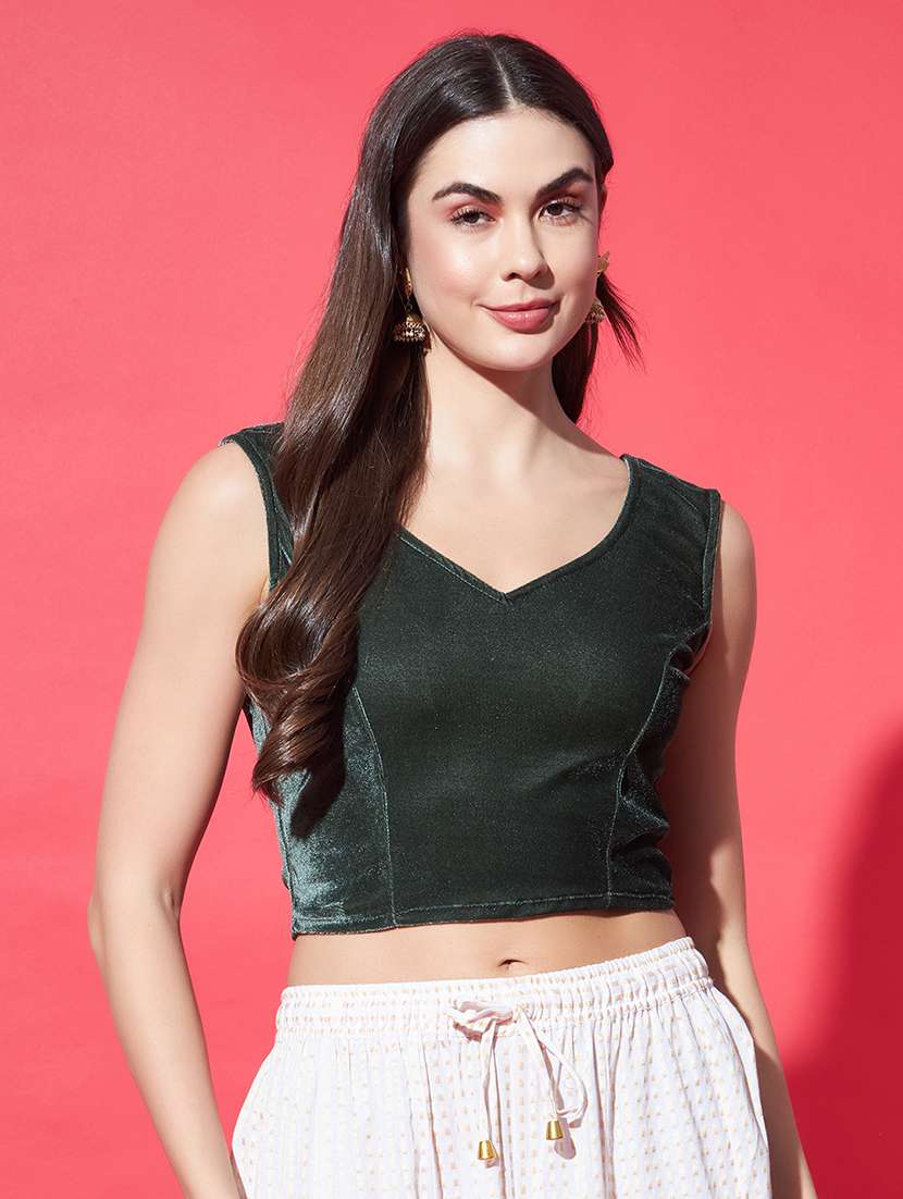 women stitched solids blouse