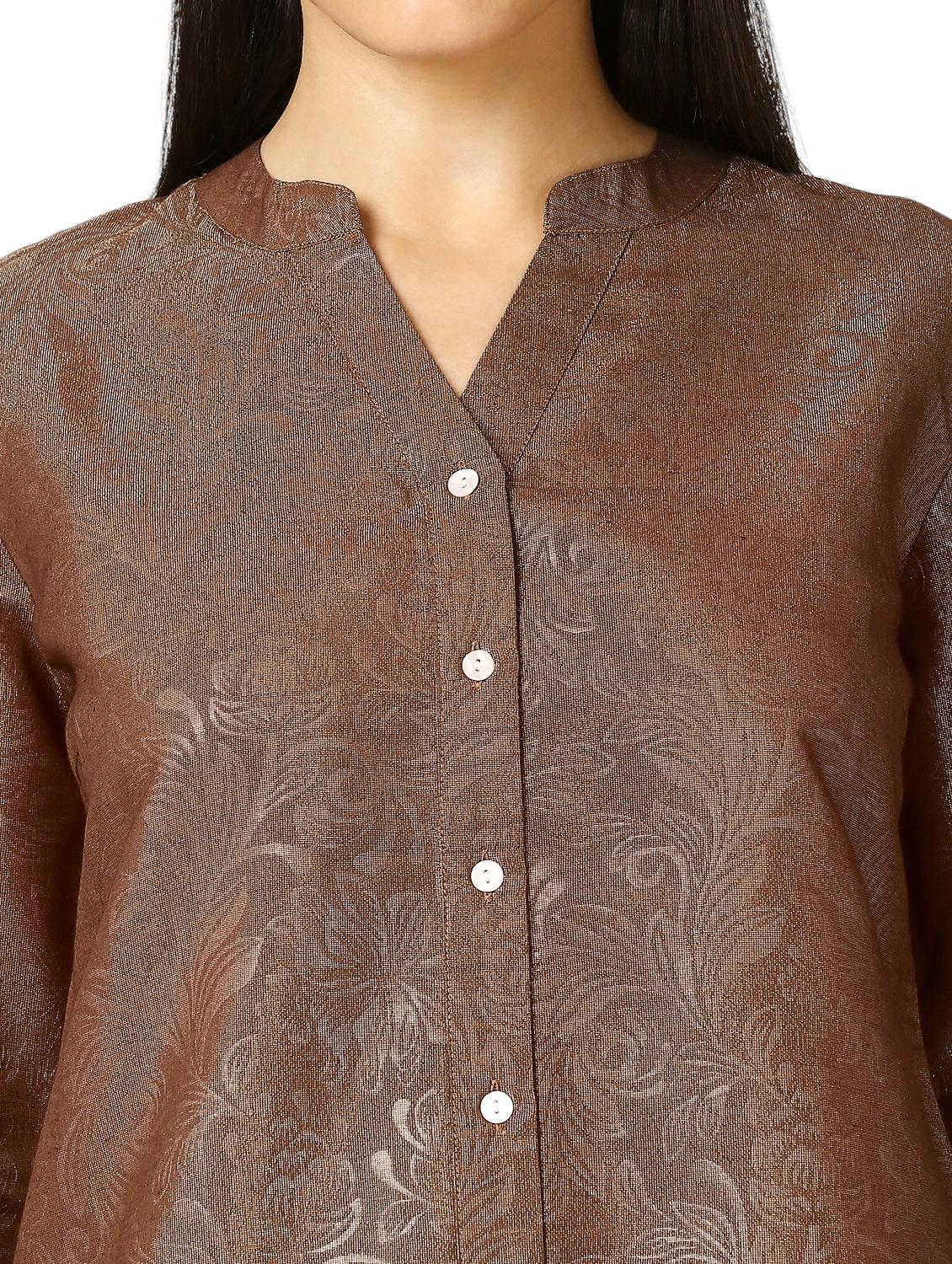 women self design mandarin neck regualr shirt - 21660625 - Standard Image - 6