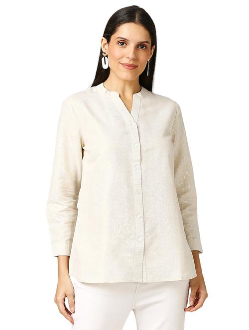 women self design mandarin neck regualr shirt - 21660628 - Standard Image - 0