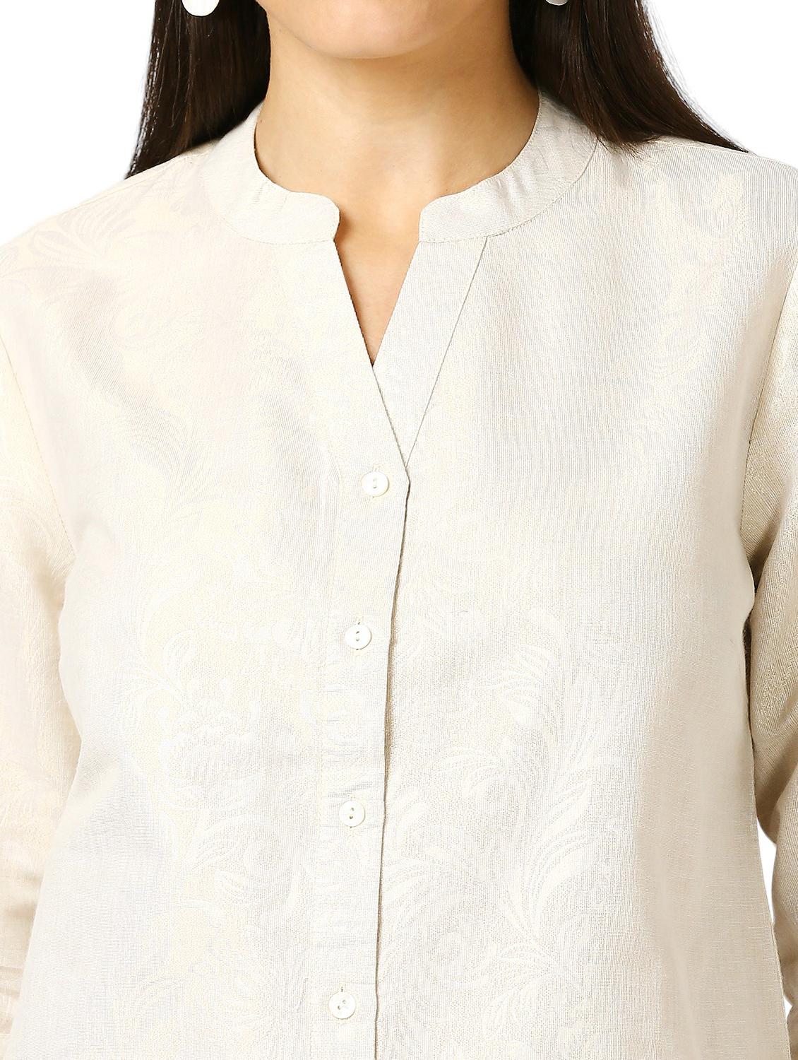 women self design mandarin neck regualr shirt - 21660628 - Standard Image - 6