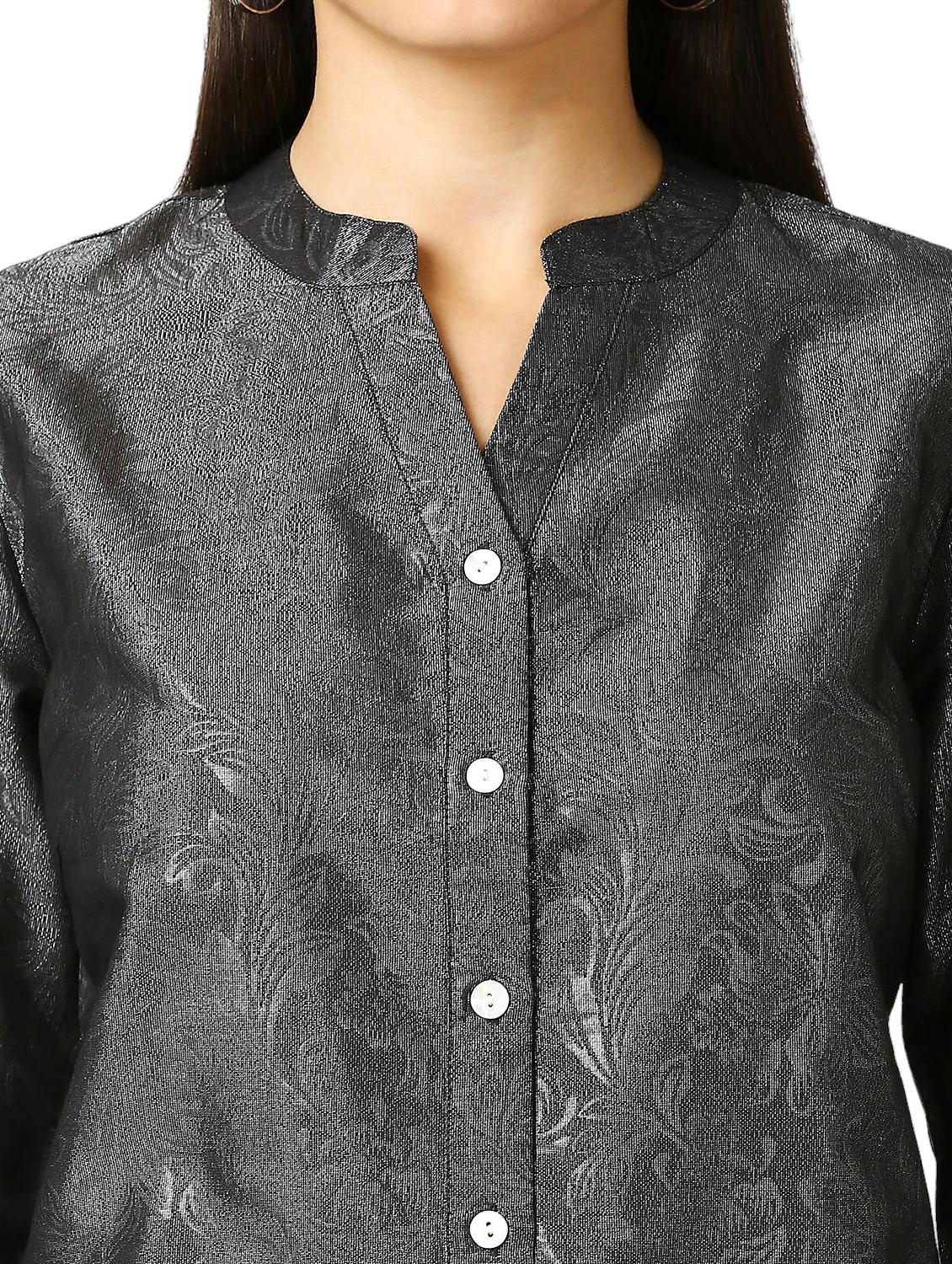 women self design mandarin neck regualr shirt - 21660629 - Standard Image - 6