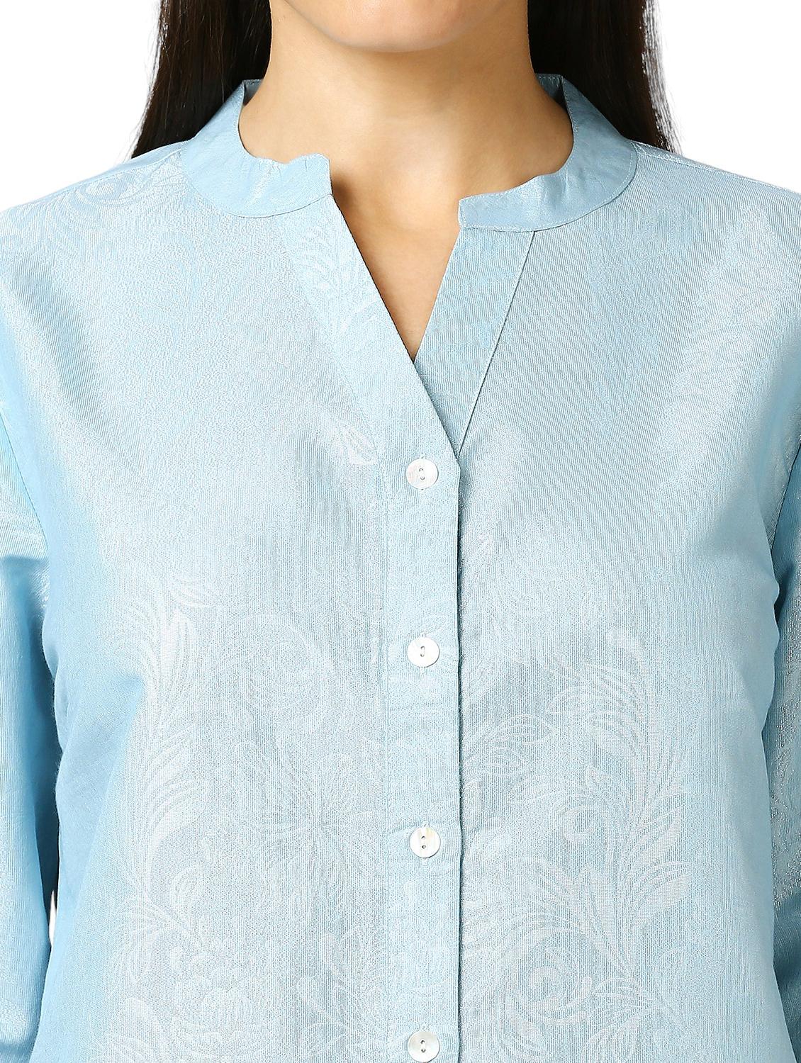 women self design mandarin neck regualr shirt - 21660630 - Standard Image - 6