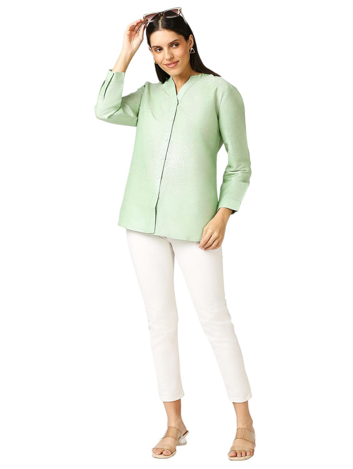 women self design mandarin neck regualr shirt - 21660631 - Standard Image - 4