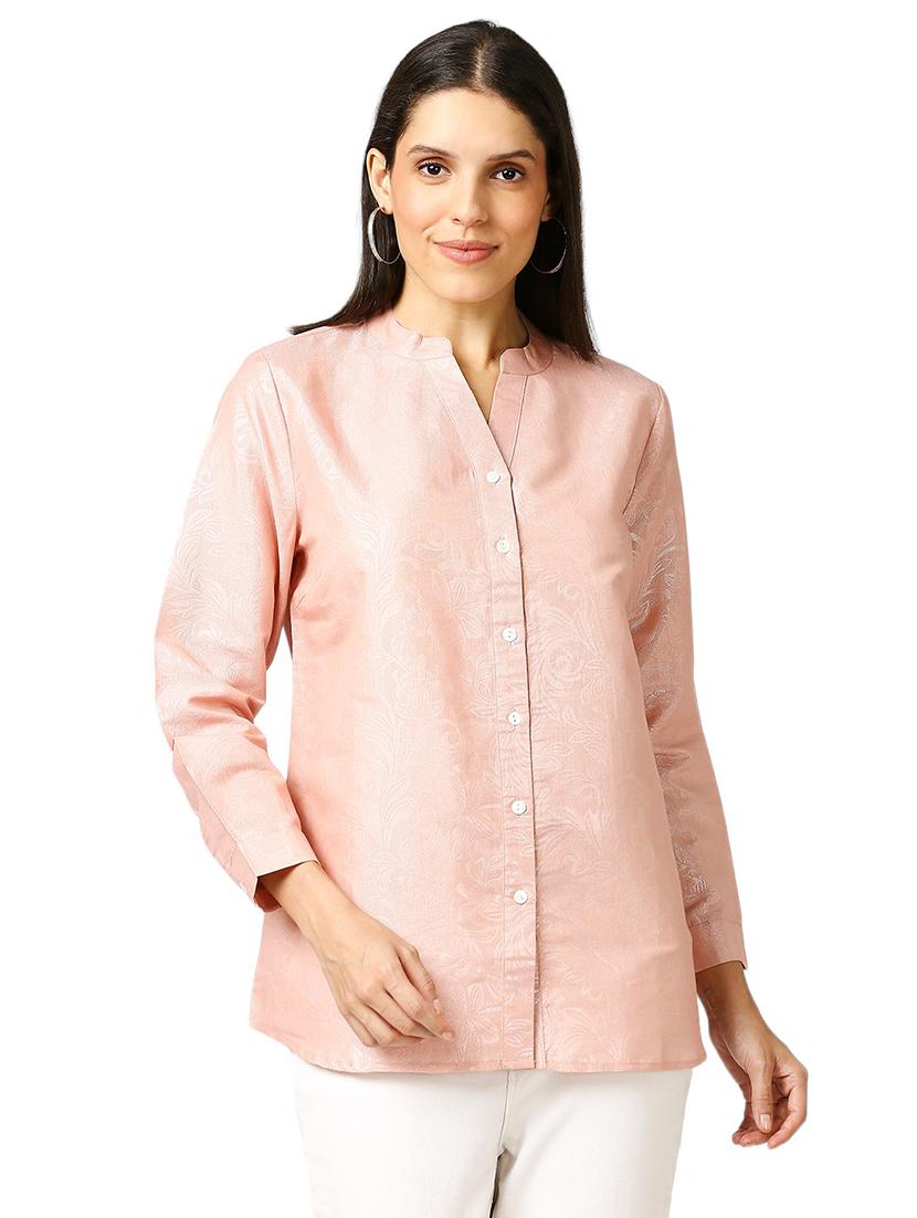women self design mandarin neck regualr shirt - 21660633 - Zoom Image - 0