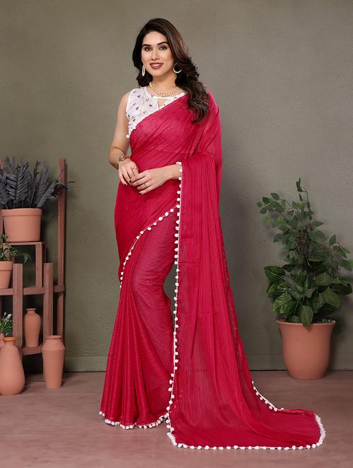 women solid plain saree with blouse - 21660658 - Standard Image - 0