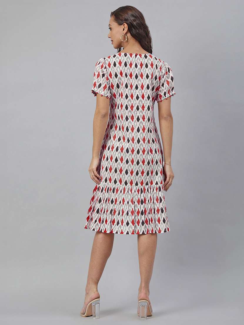 women printed puff sleeves tiered dress - 21660809 -  Standard Image - 4