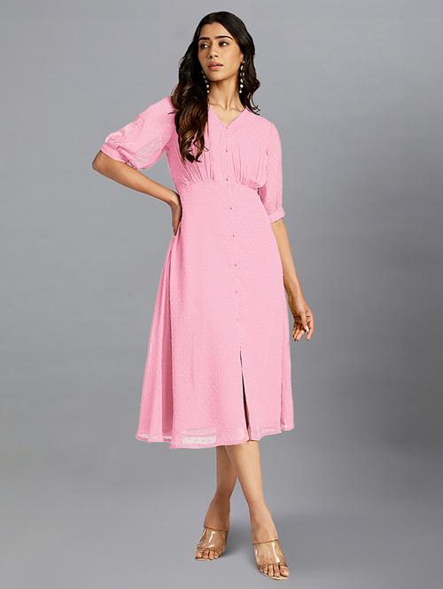 women self designed puff sleeves a-line dress - 21660811 -  Standard Image - 0