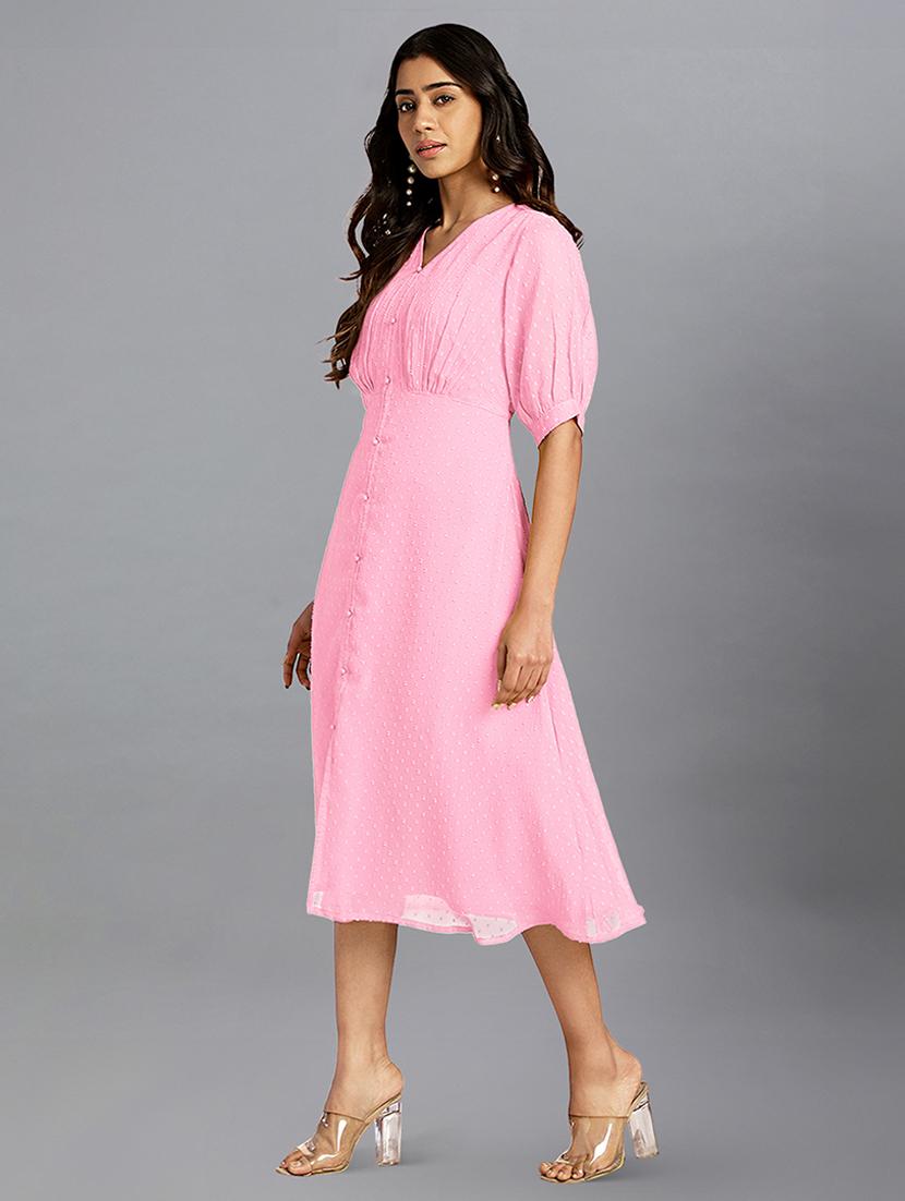 women self designed puff sleeves a-line dress - 21660811 -  Standard Image - 1