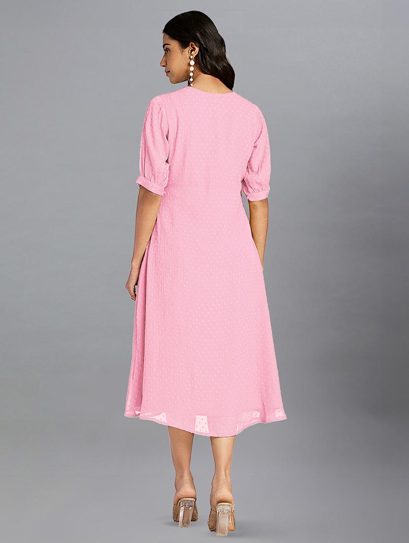 women self designed puff sleeves a-line dress - 21660811 - Standard Image - 4
