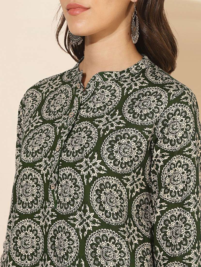 women printed three quarter sleeve ethnic co-ord set - 21660823 -  Standard Image - 4