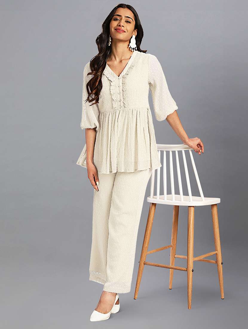 women three quarter sleeve ethnic co-ord set - 21660824 -  Standard Image - 1