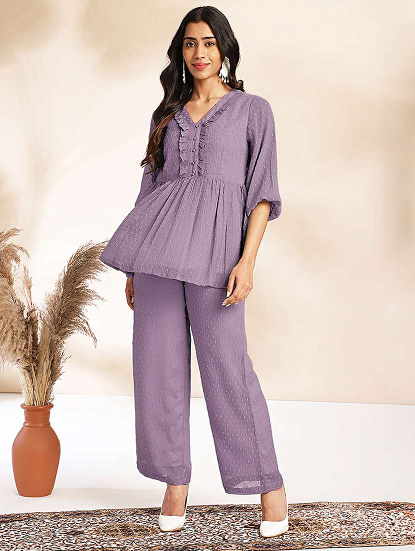 women three quarter sleeve ethnic co-ord set