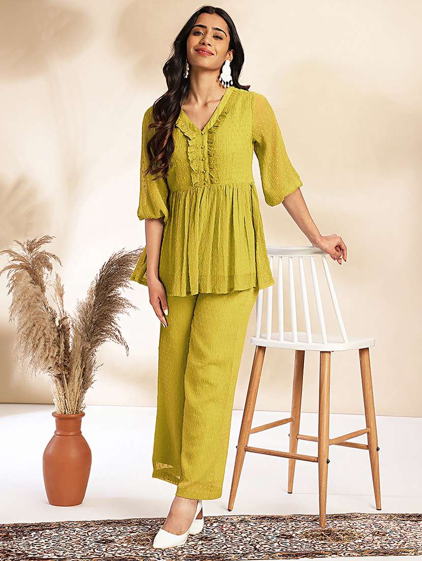 women three quarter sleeve ethnic co-ord set - 21660826 -  Standard Image - 1