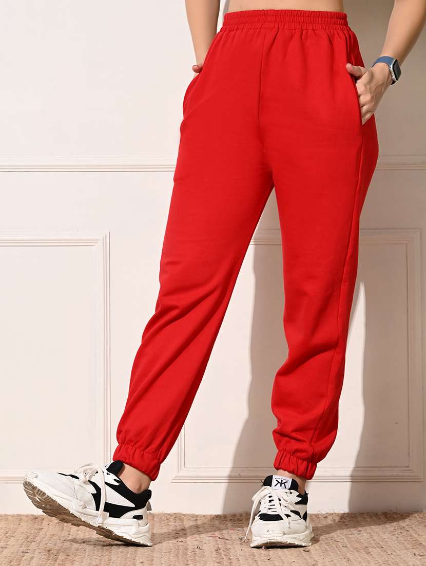 women red solid joggers - 21661051 -  Standard Image - 1
