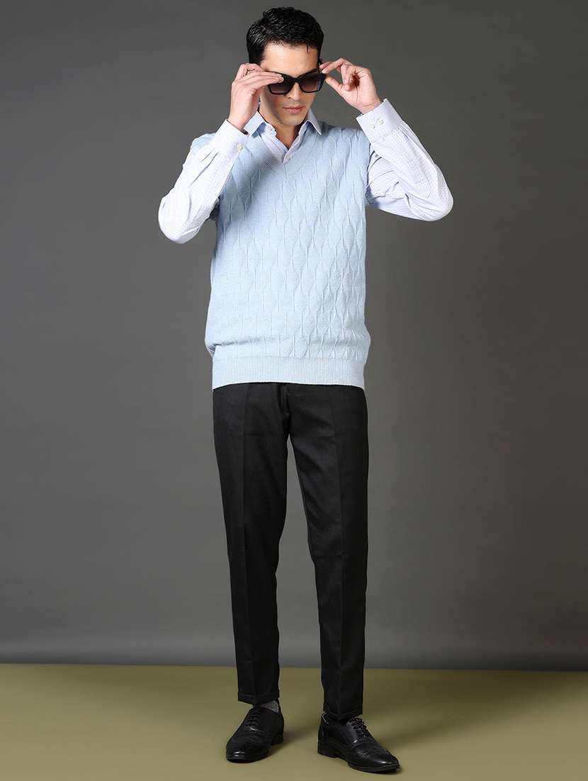 men self design sleeveless pullover sweater - 21661075 -  Standard Image - 4