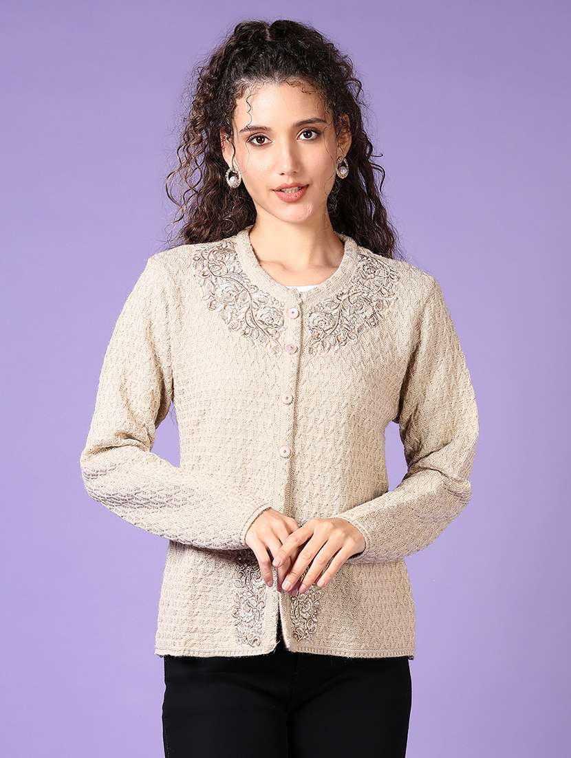 women self designed long sleeve cardigan